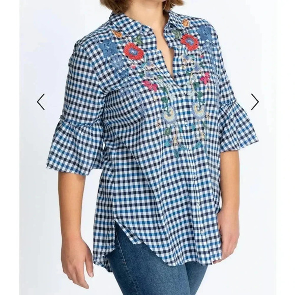 Johnny Was Taryn Ruffle Sleeve Tunic Size 1X - Picture 1 of 7
